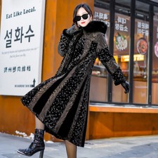 Luxury Mink Fur Coat Women's Jacket Genuine Leather Fox Fur Hooded Collar Jacket