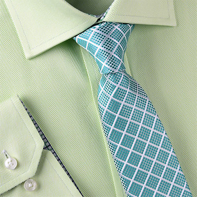 Green Teal Geometric 3'' Skinny Tie Luxury Designer Patterned Nortorious Lucky GQ