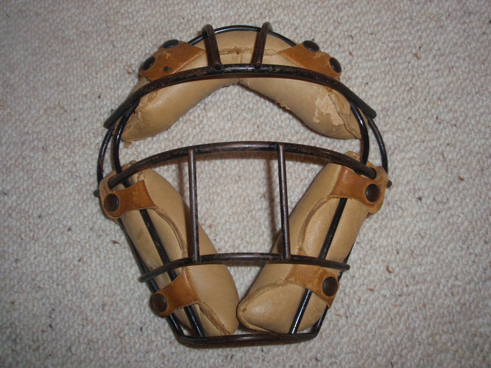 Vintage Metal and Leather Baseball Mask