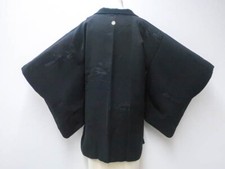 Japanese Vintage Haori Black Jacket Silk One Crest Kasumi eb-671