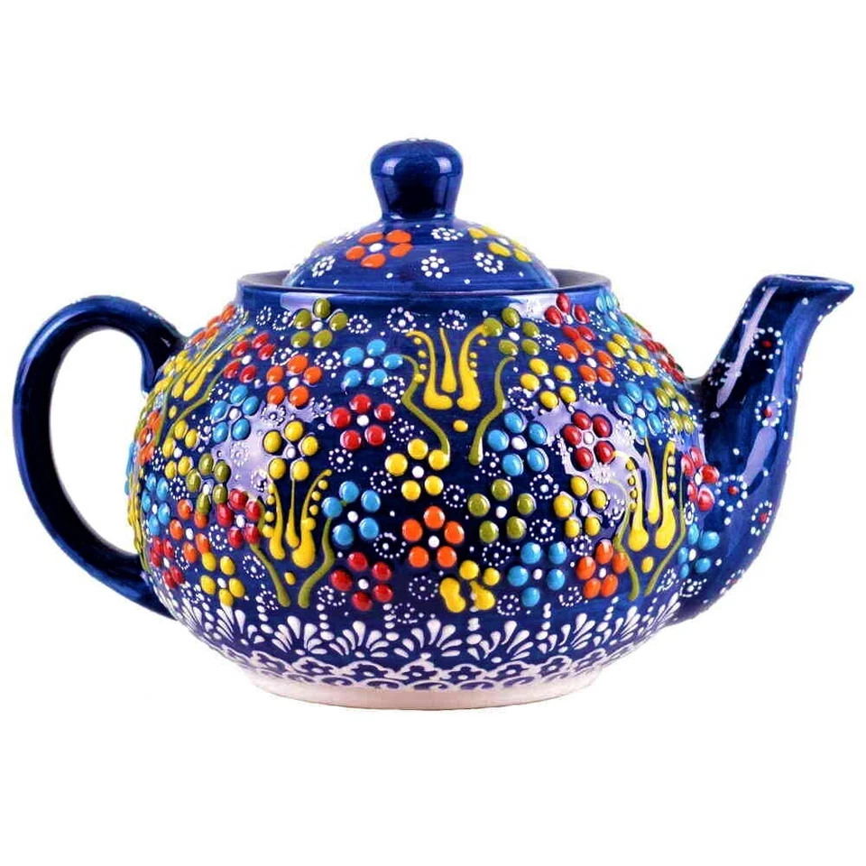 GRANDE / 4 Colores de Tetera de Cerámica Turca Hecha a Mano y Hecha con Arte, Regalo Foto 3 de 4