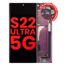 OLED Assembly With Frame Compatible For Samsung Galaxy S22 Ultra 5G Burgundy