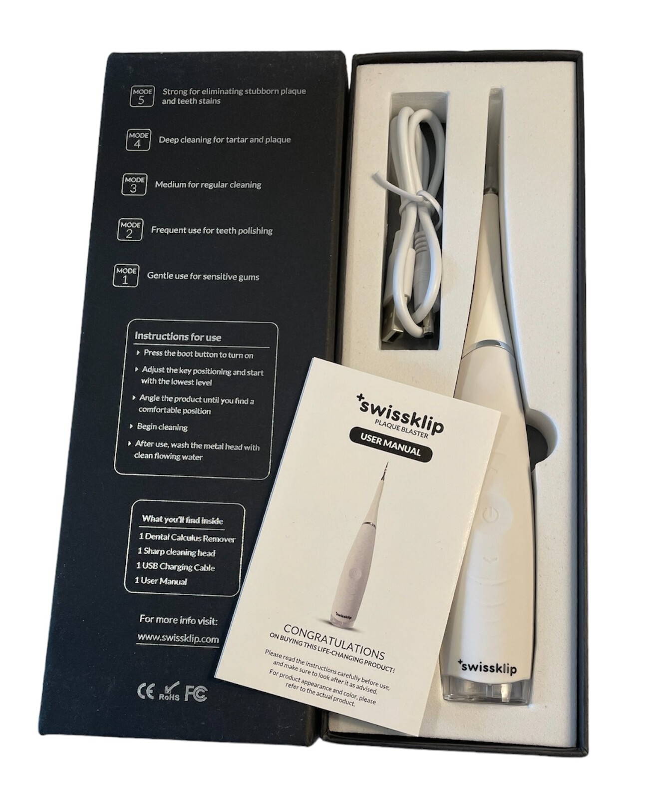 NEW Swissklip Plaque Blaster & Tartar Remover Tool Kit Open Box Oral Care eBay