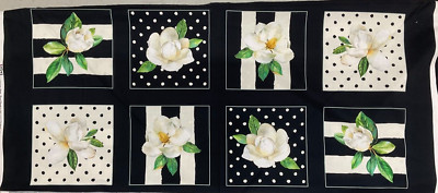 P&B TEXTILES--MAGNOLIAS #MAGN4251K - LARGE BLOCK PANEL, 19''x43''