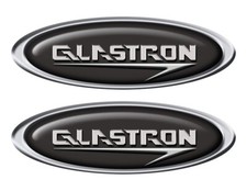 Glastron 2 Oval Boat Stickers - Classic Style. Remastered name plate
