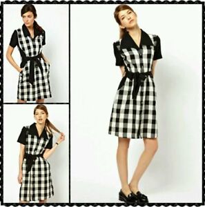 black and white gingham shirt dress