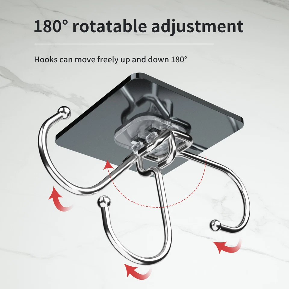 10/20/30 PCS Stainless Steel Adhesive Sticky Hooks Heavy Duty Wall Hook Hangers - Image 3 of 4