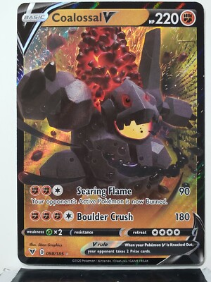 HOLO Coalossal V 098/185 - NM / M - Vivid Voltage Sword Shield Pokemon Card 
