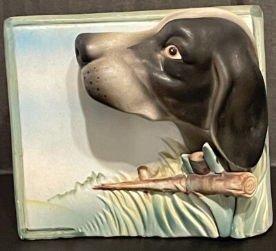 ENESCO Japan Vintage 3D Ceramic Dog English Pointer In Field Wall Pocket