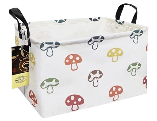 Rectangle Storage Basket Cute Canvas Organizer Bin for REC-Color Mushroom
