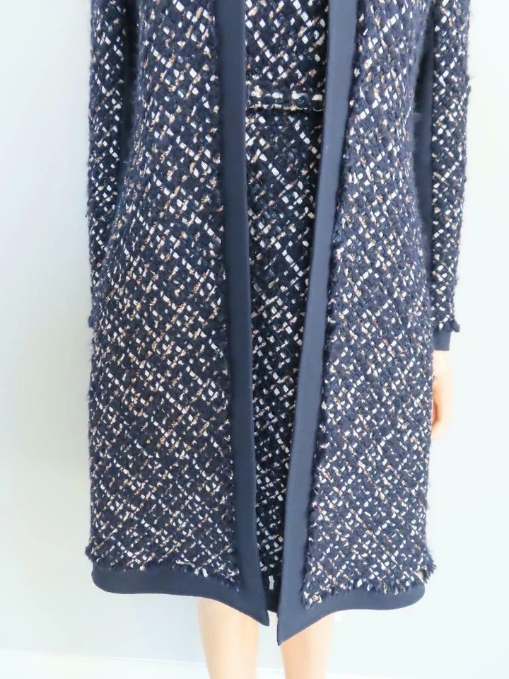 Oscar de la Renta темно-синий/разноцветный твидовый пылесос/куртка/блейзер США 6 - Изображение 4 из 4