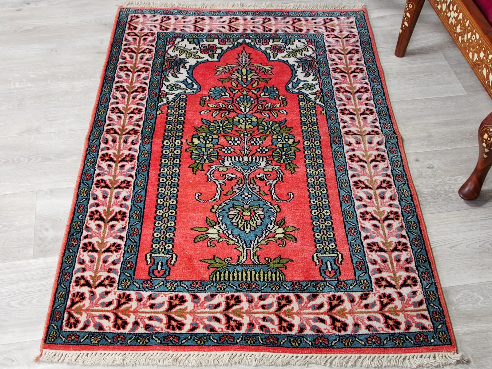 122x78 Cm Schone Handgeknupften Kaschmir Seide Teppich Kashmir