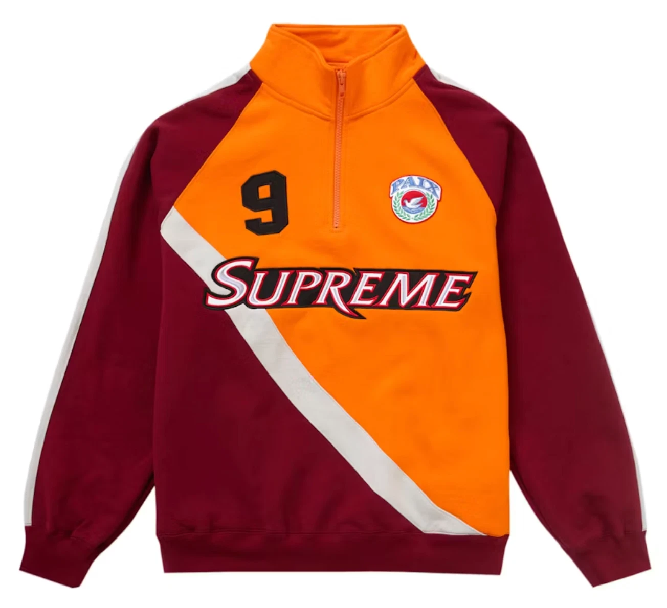 S24 SUPREME EQUIPE DEMI ZIP SWEAT SHIRT ORANGE FONCÉ TAILLE XXL (#77