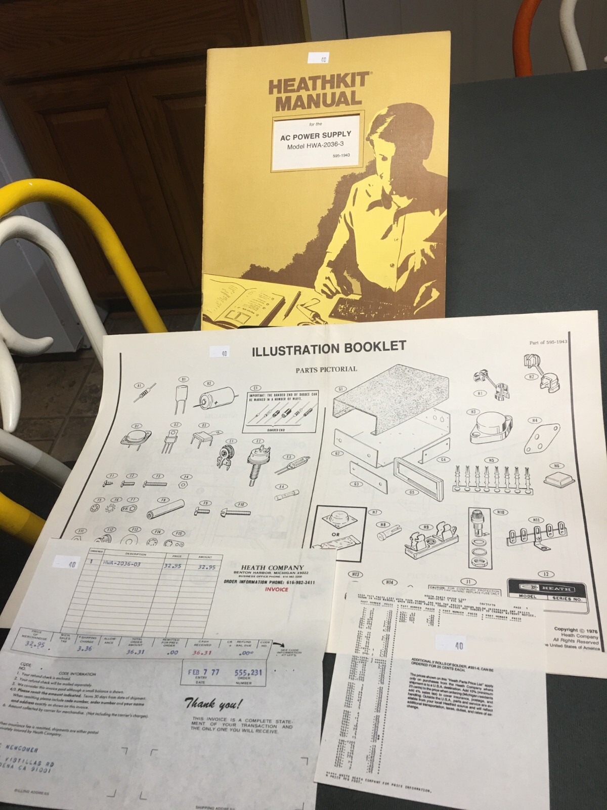 VTG 1976 Heathkit AC POWER SUPPLY Model HWA-2036-3 MANUAL W/ SCHEMATIC & EXTRA'S