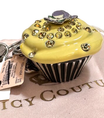 Juicy Couture Y2K Vintage Huge Yellow Cupcake Key Fob Keychain Purse Charm 