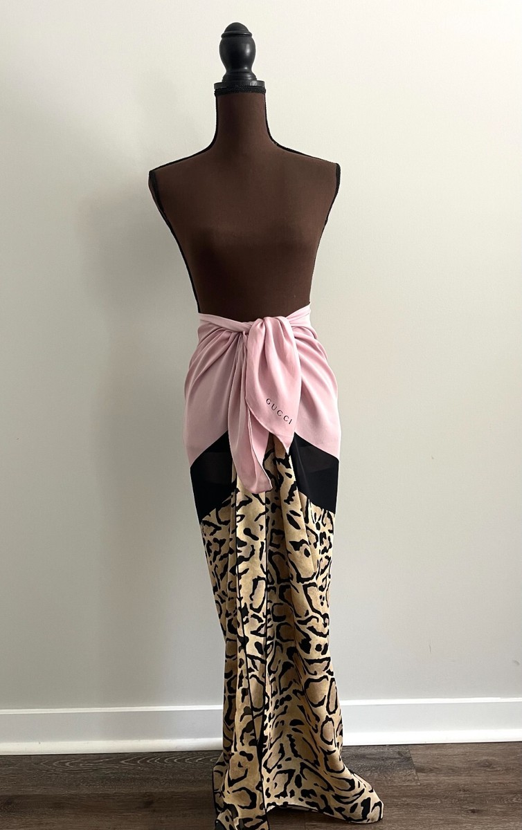 Unisex Gucci Wrap Cover Up Logo Multicolor Leopard Animal Print