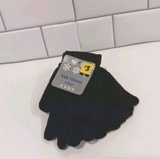 New 4 Pack Kids Black Stretch Gloves 6 In. Long