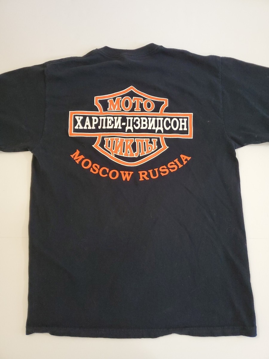 Harley Davidson MOSCOW RUSSIA Size Medium Black Short Sleeve T 