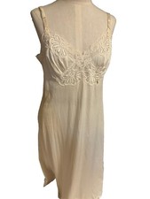 Shadowline Vtg Women Beige Lace Nylon Slip Sz 36