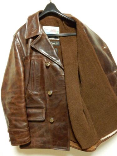 AERO LEATHER Barnstormer Pea Coat Jacket Men 40 Horsehide FQHH From Japan USED - Picture 1 of 5