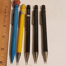 Lot of 5 Scripto P650 P200 0.5 Ultra Thin Lead Mechanical Pencil Black Vintage