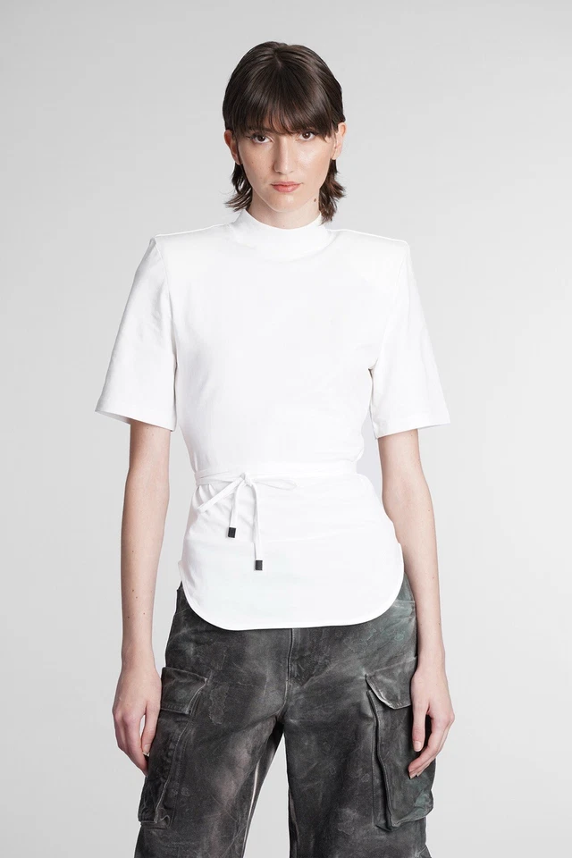 The Attico Aurelie Tie Wrap Belt T-Shirt White 36 / 00 - Image 3 of 4