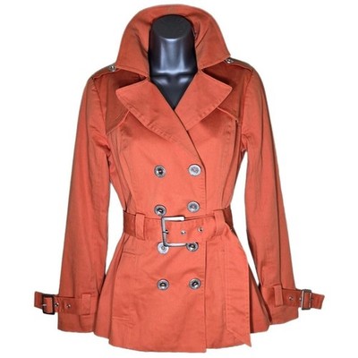 Guess Terracotta Orange Belted Cotton Trench Coat