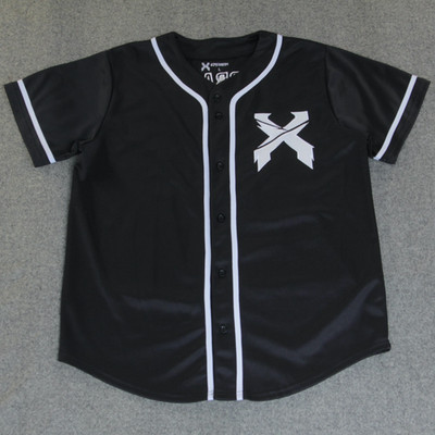 Excision Baseball Jersey Shirt L Black HeadBanger EDM Dubstep DJ Rave Festival