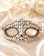 Champagne Rhinestone Eye Mask, Masquerade Ball Accessory, Theater and cosplay