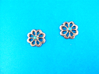 VINTAGE NATIVE AMERICAN STERLING SILVER TURQUOISE FLOWER EARRINGS STUD