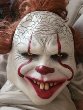 Scary Clown Pennywise IT Full Mask EvilRed Eyes Horror Cosplay Halloween Costume