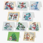 10pcs Christmas Snowman Greeting Card Kit, DIY Festive Diamond Art Kit