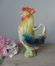 Pichet en barbotine coq vintage – couleurs douces jaune et