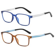 Reading Glasses Men 2 Pairs, Lightweight and comfortable Blue Light Blocking ...