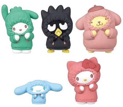 Sanrio Characters Hooded Mini Figure Complete Set 5 Hello Kitty Pochacco Badtz