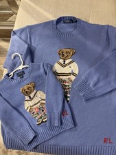 Polo Ralph Lauren Boys 3T Blue Bear Graphic Pullover Sweater Crew Neck