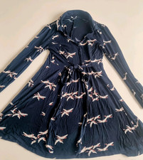   KATE MOSS FOR TOPSHOP  LIMITED EDITION CRANE PRINT SHIRT DRESS  NAVY UK 10 