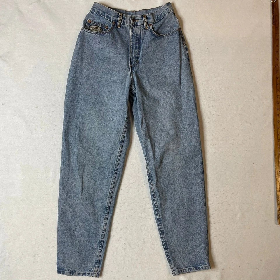 Pantalones de mezclilla vintage Manager Mocassino para mujer 29 lavado claro tiro alto pierna recta Foto 3 de 4