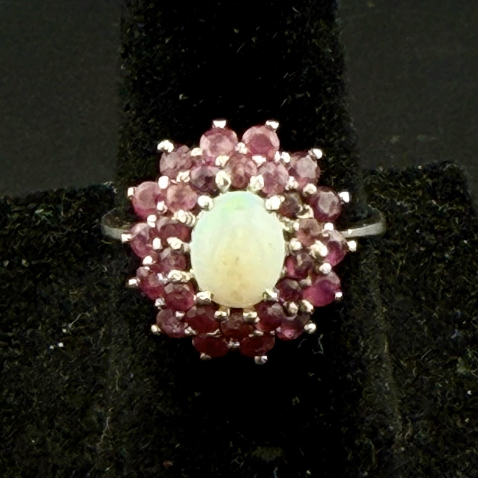 WHITE OPAL RUBY RING STERLING SILVER RING - 1CT R… - image 5