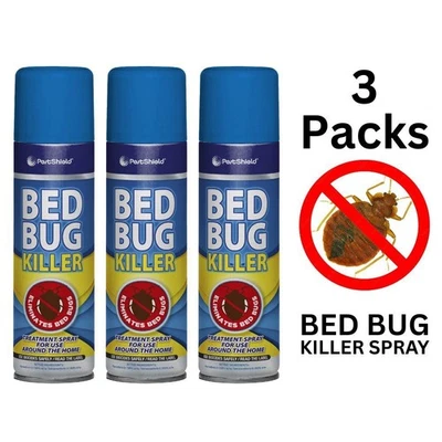 PESTSHIELD 3X Bed Bug Killer Spray Insect Carpet Mattress Treatment Eliminate Bugs 200ml