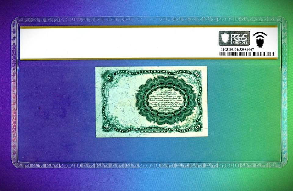 10 Cent Fractional Currency fr.1266-Fifth Issue-PCGS Gold Shield Choice UNC -64 - Image 2 of 2