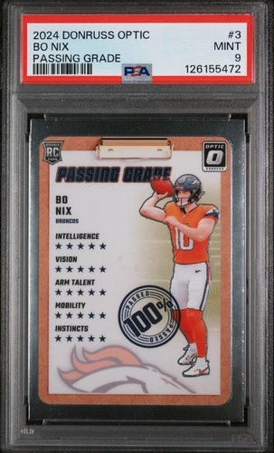 2024 PANINI DONRUSS OPTIC PASSING GRADE #3 BO NIX ROOKIE RC PSA 9