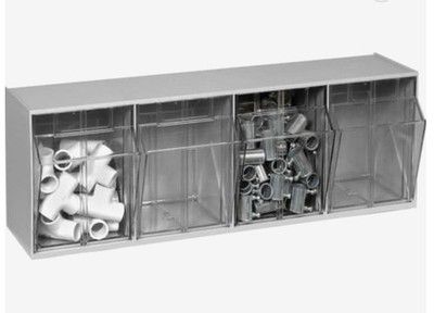 QUANTUM STORAGE SYSTEMS QTB304G Tip-Out Bin,Gray