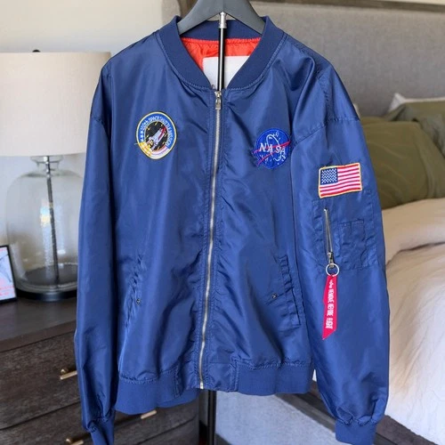 ASSTSERIES MILITARE NASA Space Shuttle Mission Bomber Jacket Blue 6XL - product listing photo