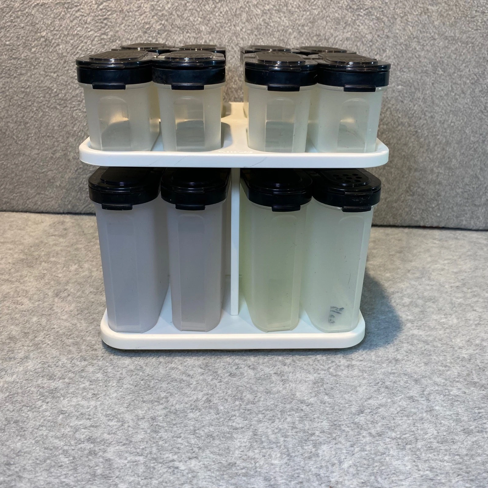 Tupperware Modular Mates Spice Rack Carousel 16pc Set Black Kitchen Storage