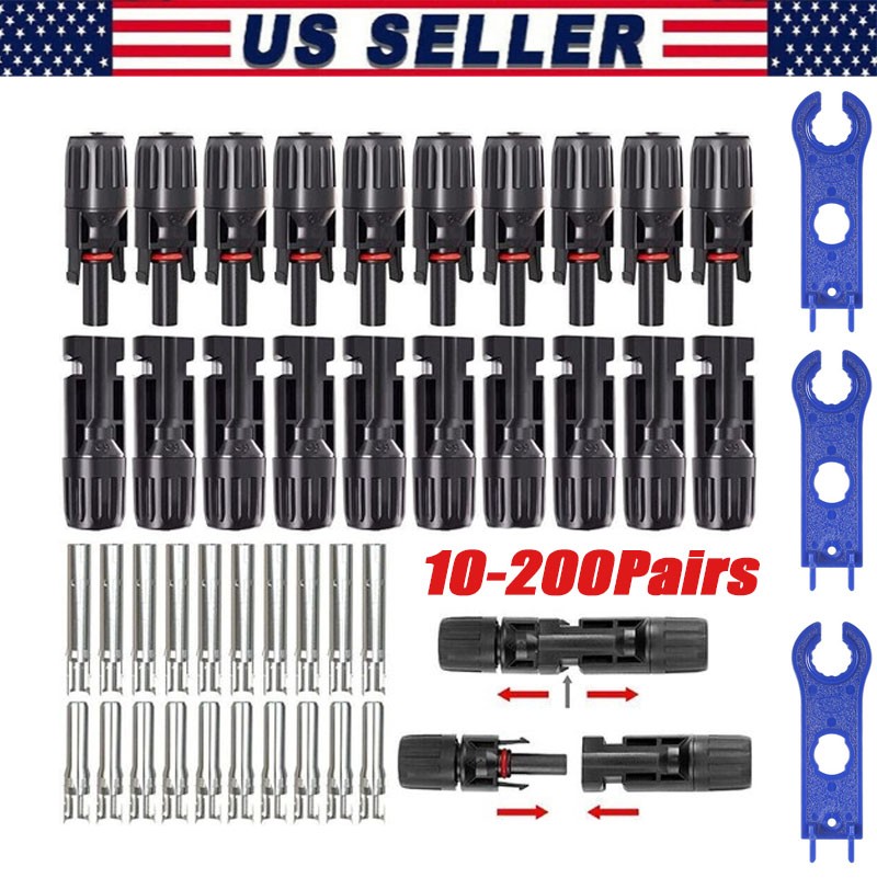 10/20/50/100 Pairs Male Female Solar Cable Connectors For DIY Solar Panel US