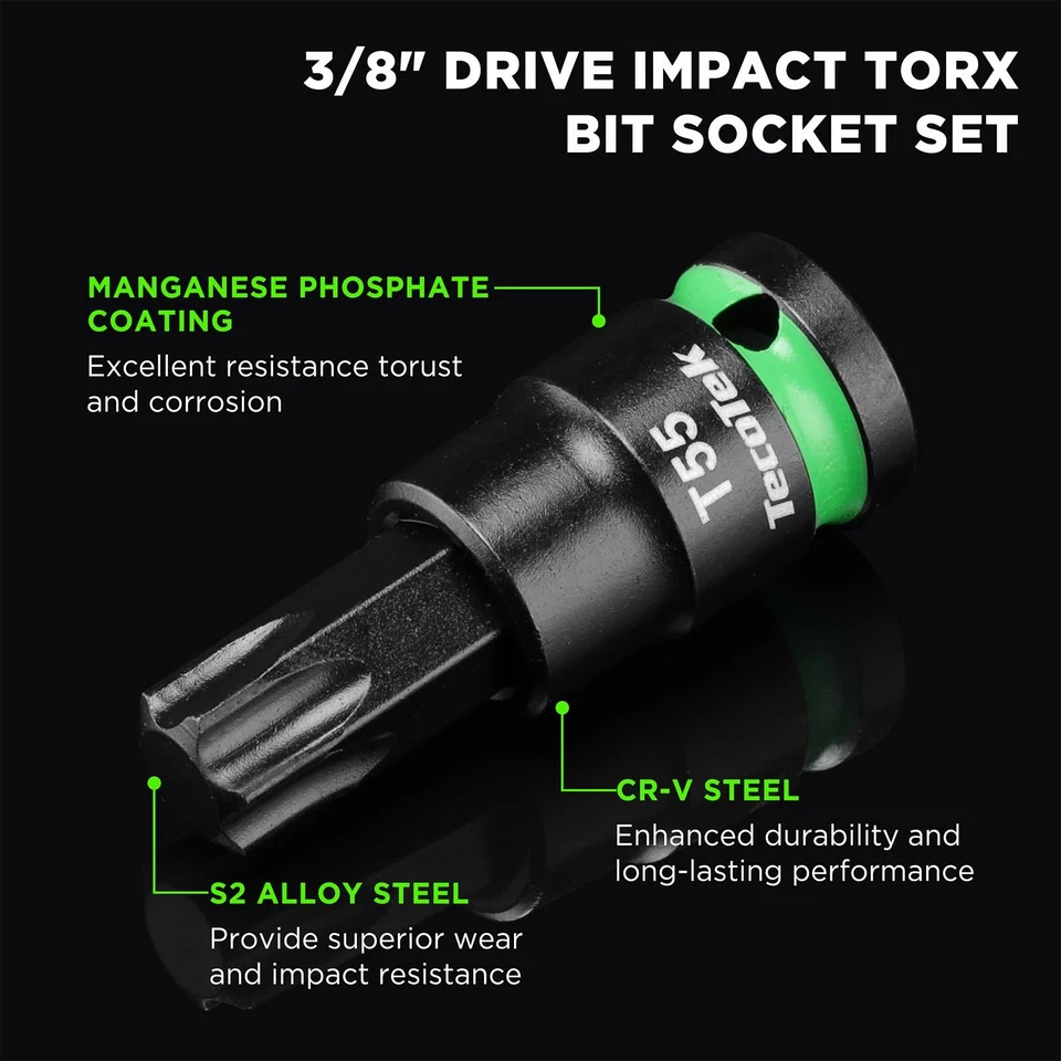 3/8" Drive Impact Torx Bit Socket Set, Extra Long Torx Socket, S2 Alloy Steel... - Image 4 of 4