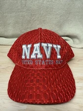 US Navy Mesh Style Stitched Red Cap Hat Adjustable