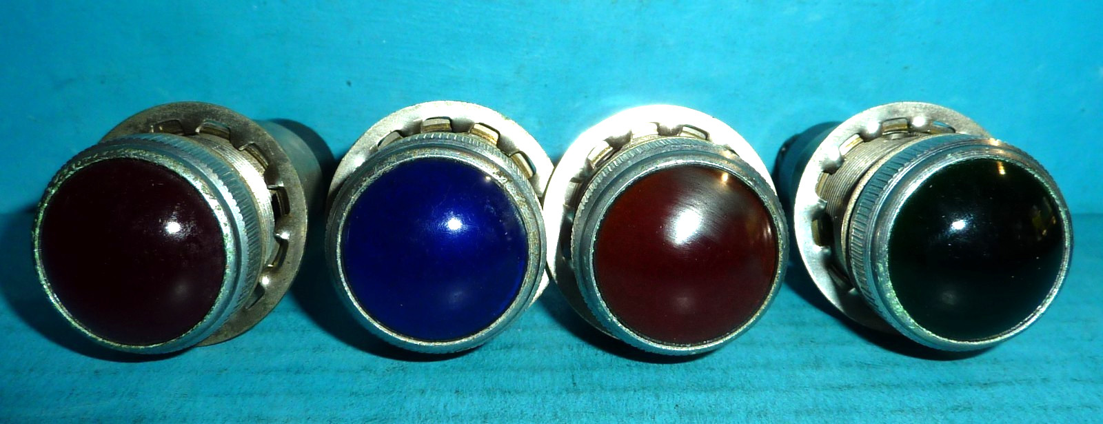 4 Dialco LG Pilot Indicator Lamps 1 inch Glass Red Amber Blue Green
