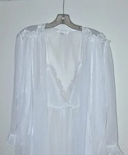 Vintage Romantic Night Peignoir Set White Sheer Robe Nightgown Bridal Lingerie